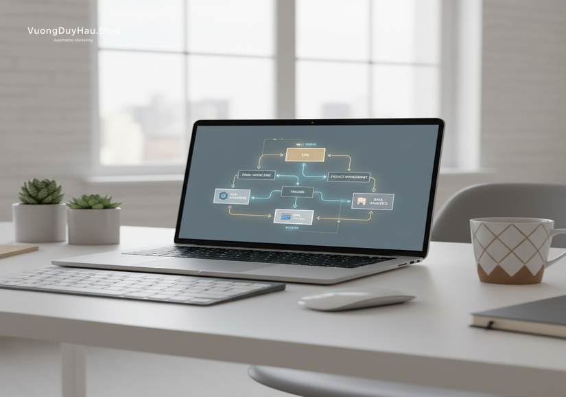 Đăng Video Facebook Hàng Loạt: Từ Thủ Công Đến Tự Động Hóa Toàn Diện, Tiết Kiệm Hàng Giờ Mỗi Tuần Biểu tượng workflow tự động hóa, minh họa giải pháp toàn diện cho việc đăng video Facebook