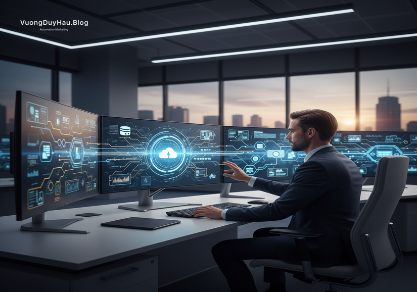 N8n Đăng Bài Facebook: Tự Động Hóa Tối Ưu Chiến Lược Nội Dung Sơ đồ workflow n8n auto post Facebook trực quan, dễ hiểu.